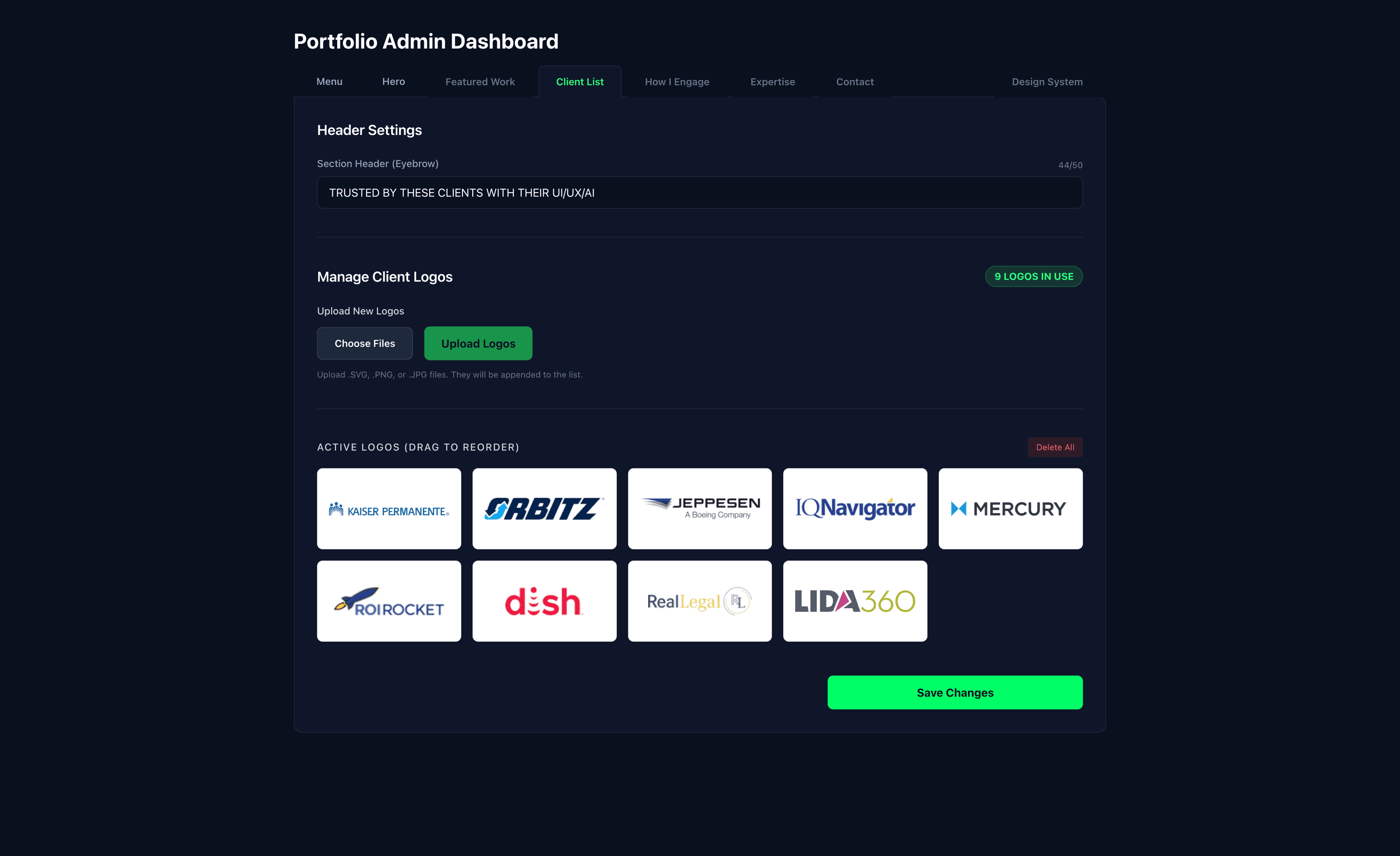 UI/UX design mockup